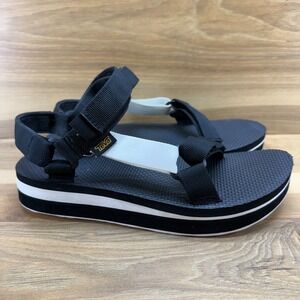 TEVA Midform Universal Sandals Womens 8 White Black Platform Adjustable